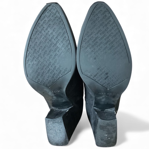 MARC FISHER Leave Black Faux Suede Ankle Boots Size 7.5 Minimalist Normcore - Picture 4 of 8